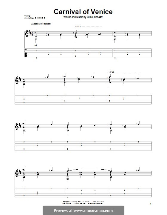 Carnival of Venice: For guitar by Julius Benedict