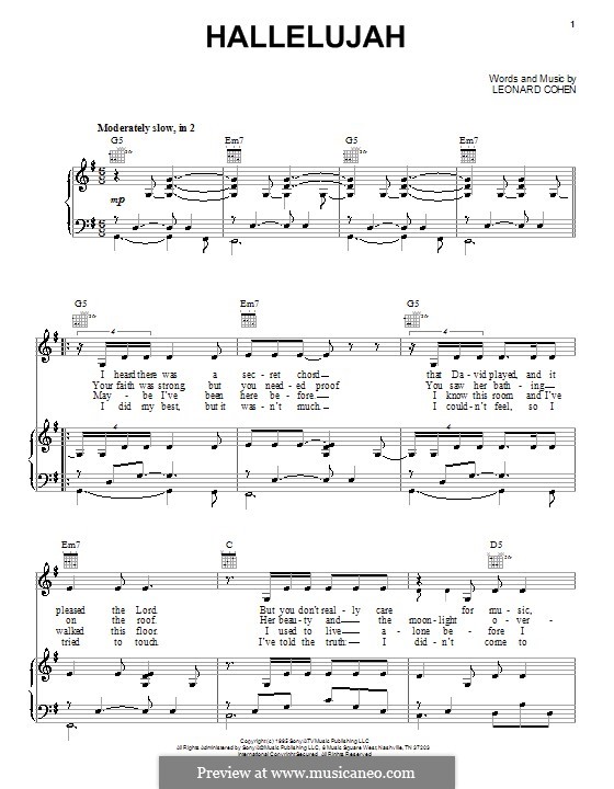 Leonard Cohen - Hallelujah Lyrics AZLyricscom