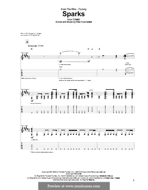 Sparks (The Who): For guitar with tab by Peter Townshend