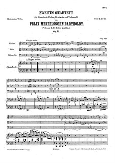 Piano Quartet No.2 in F Minor, Op.2: Full score by Felix Mendelssohn-Bartholdy