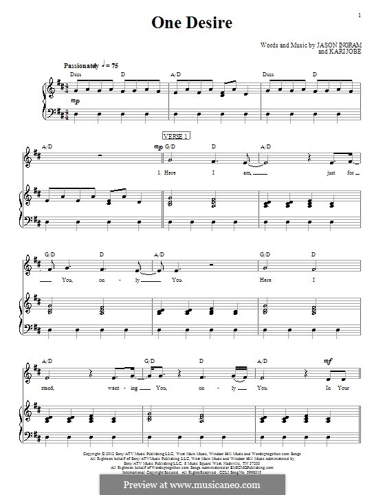 One Desire: For voice and piano (or guitar) by Jason David Ingram