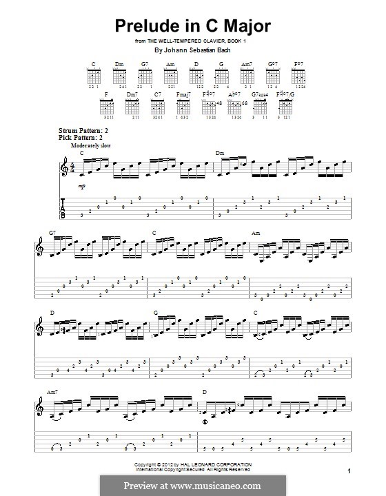 Prelude and Fugue No.1 in C Major, BWV 846: Prelude, for guitar by Johann Sebastian Bach