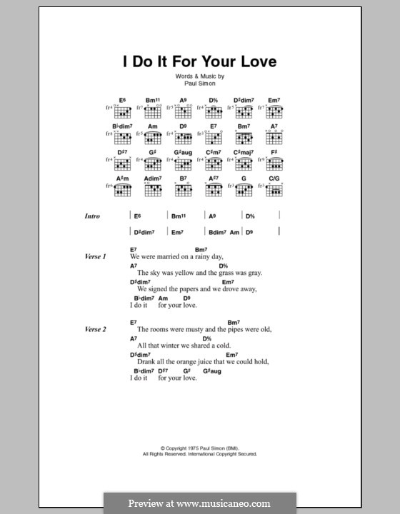 I Do It for Your Love: Lyrics and chords by Paul Simon