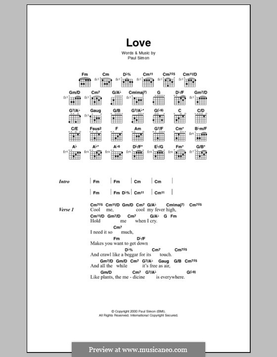 Love: Lyrics and chords by Paul Simon