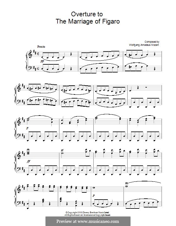 Overture: For piano by Wolfgang Amadeus Mozart