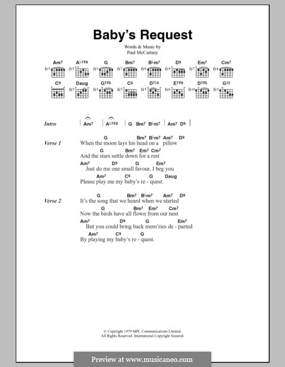 Baby's Request: Lyrics and chords by Paul McCartney