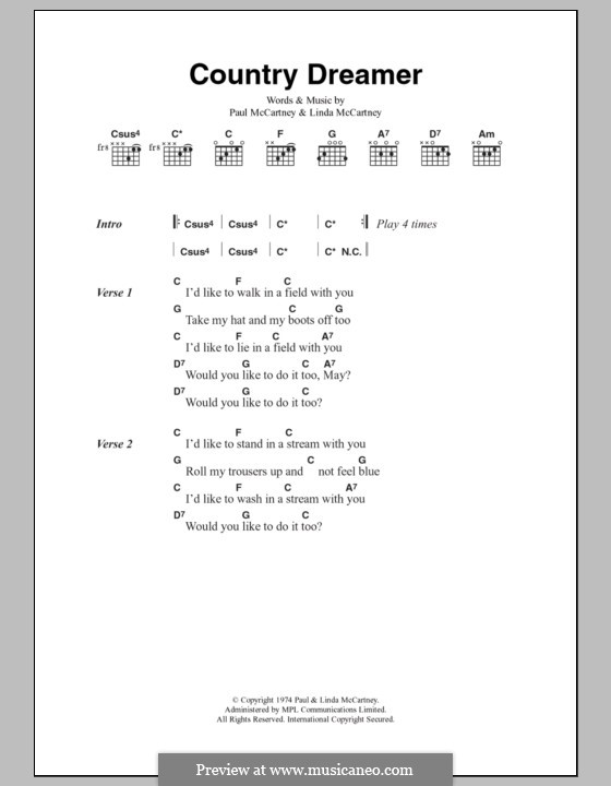 Country Dreamer: Lyrics and chords by Linda McCartney, Paul McCartney