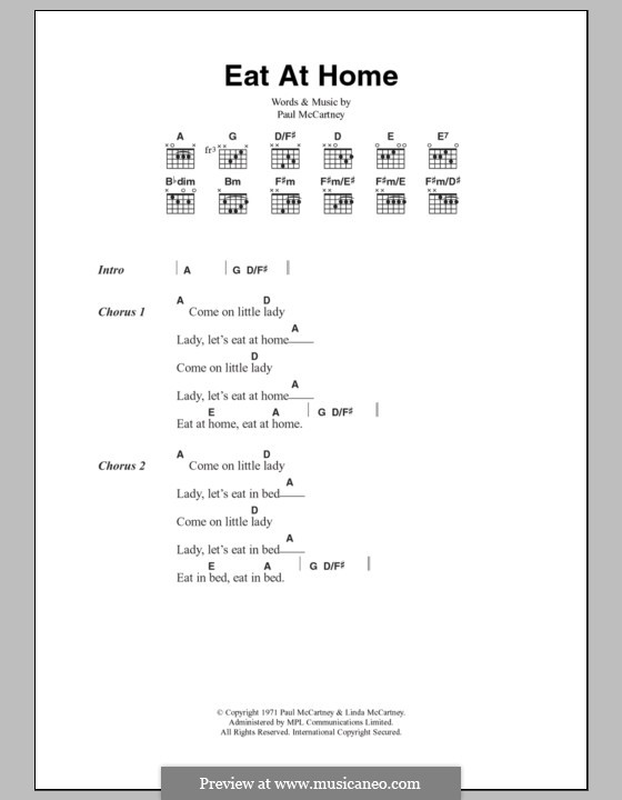 Eat at Home: Lyrics and chords by Paul McCartney