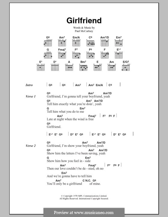 Girlfriend: Lyrics and chords by Paul McCartney