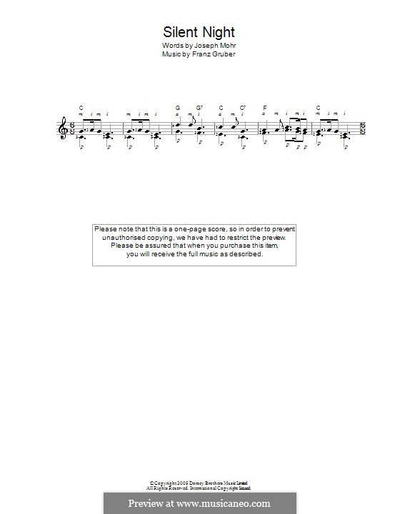 Guitar version: For a single performer by Franz Xaver Gruber