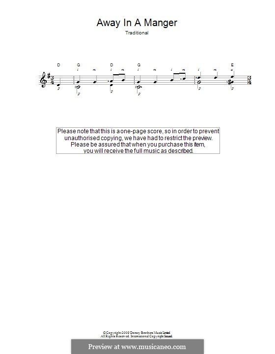 Away in a Manger: For guitar (Classical) by William (James) Kirkpatrick