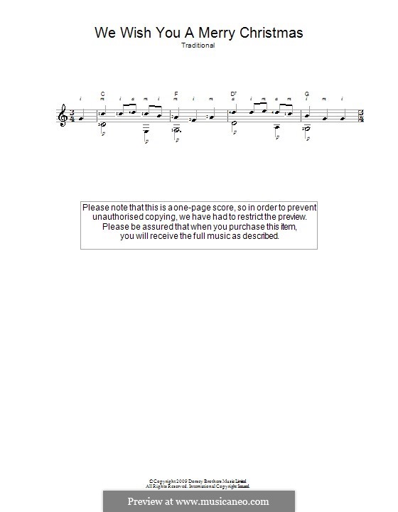 We Wish You a Merry Christmas (Printable Scores): For guitar by folklore