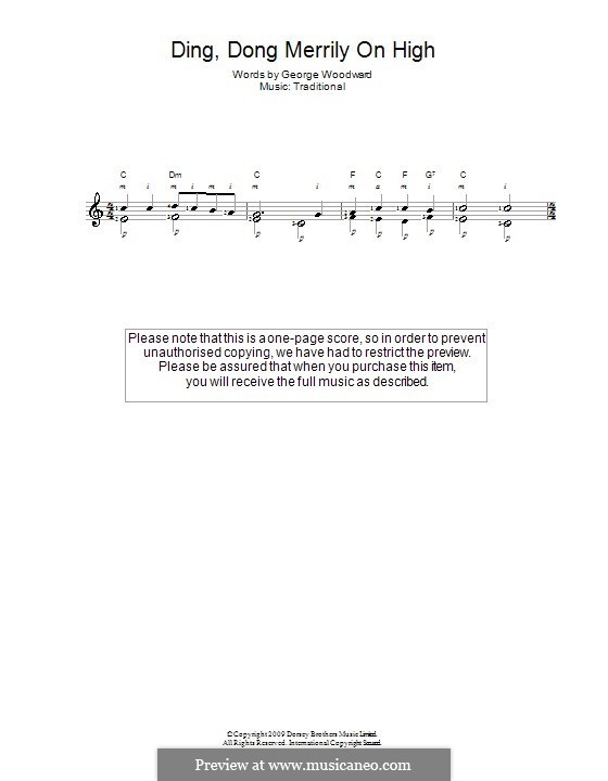Ding Dong! Merrily on High (Printable Scores): For guitar (classical) by folklore
