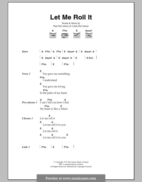 Let Me Roll It: Lyrics and chords by Linda McCartney, Paul McCartney