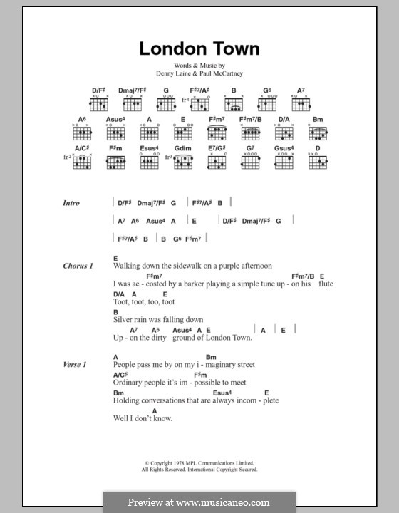 London Town: Lyrics and chords by Denny Laine, Paul McCartney