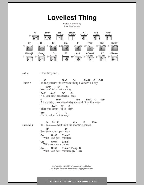 Loveliest Thing: Lyrics and chords by Paul McCartney