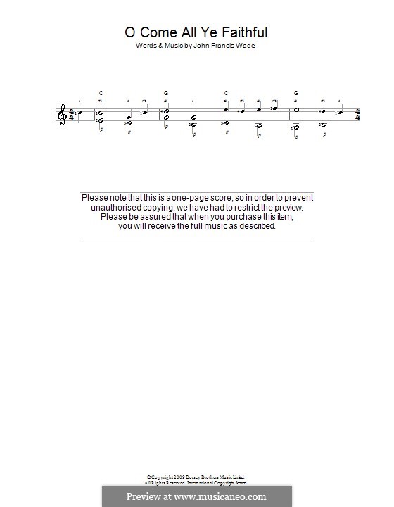 Instrumental version (Printable scores): For guitar by John Francis Wade