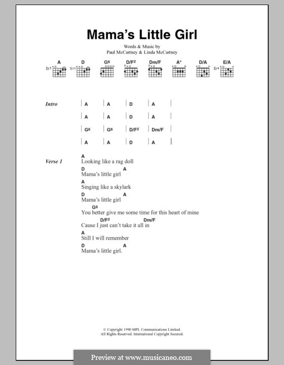 Mama's Little Girl: Lyrics and chords by Linda McCartney, Paul McCartney