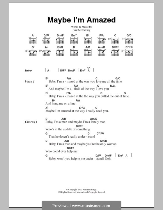 Maybe I'm Amazed: Lyrics and chords by Paul McCartney