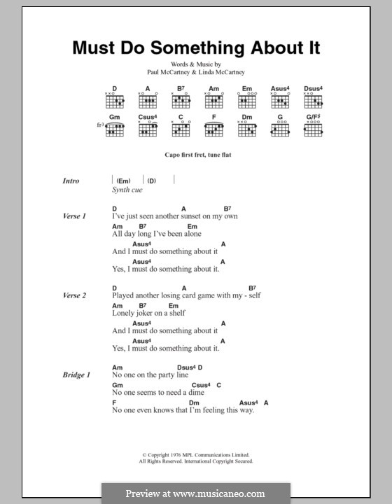 Must Do Something About It (Wings): Lyrics and chords by Linda McCartney, Paul McCartney
