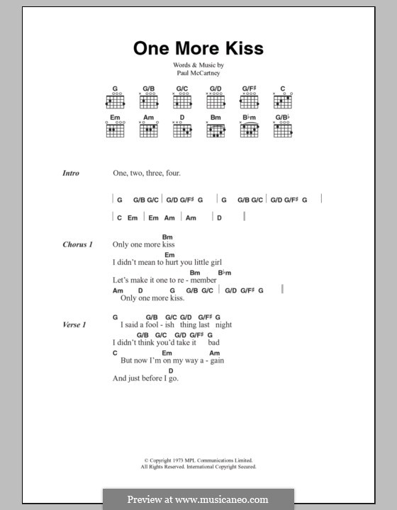 One More Kiss: Lyrics and chords by Paul McCartney