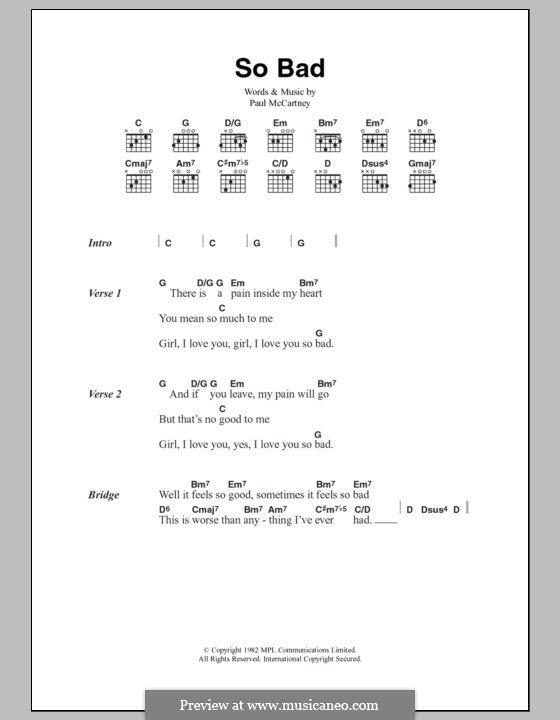 So Bad: Lyrics and chords by Paul McCartney