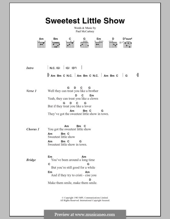 Sweetest Little Show: Lyrics and chords by Paul McCartney