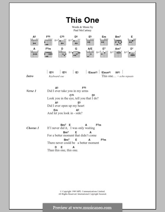 This One: Lyrics and chords by Paul McCartney