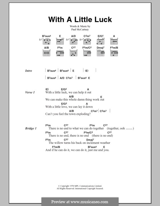 With a Little Luck: Lyrics and chords by Paul McCartney