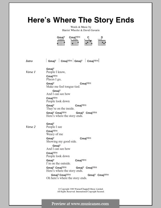 Here's Where the Story Ends (The Sundays): Lyrics and chords by David Gavurin, Harriet Wheeler