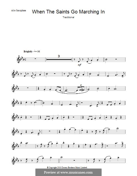 When the Saints Go Marching in: For alto saxophone by folklore