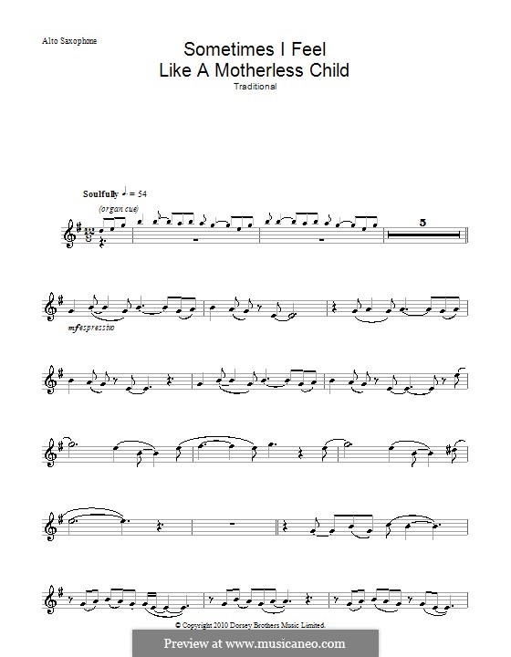 Sometimes I Feel Like a Motherless Child: For alto saxophone by folklore