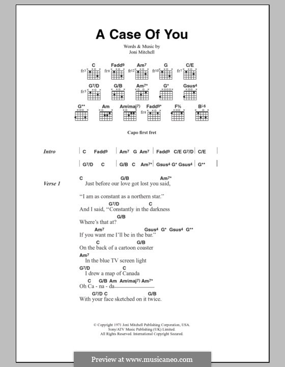 A Case of You (Diana Krall): Lyrics and chords by Joni Mitchell