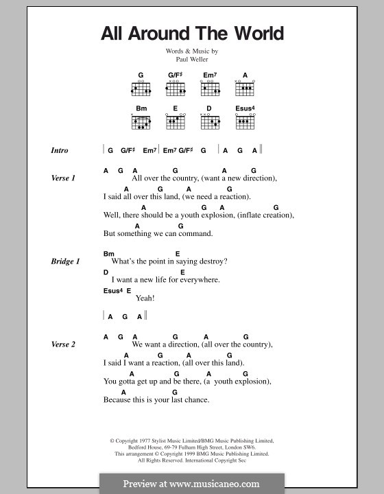 All Around the World (The Jam): Lyrics and chords by Paul Weller