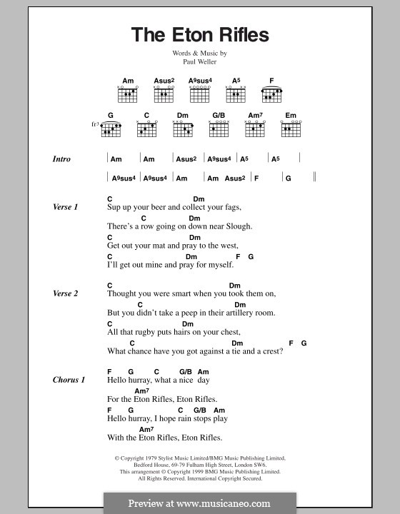 The Eton Rifles (The Jam): Lyrics and chords by Paul Weller