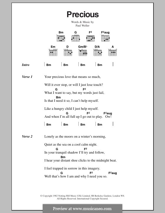 Precious (The Jam): Lyrics and chords by Paul Weller