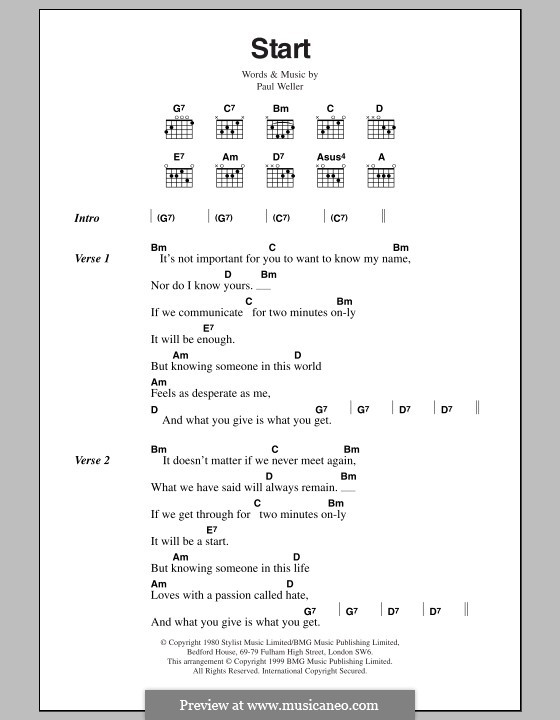 Start! (The Jam): Lyrics and chords by Paul Weller