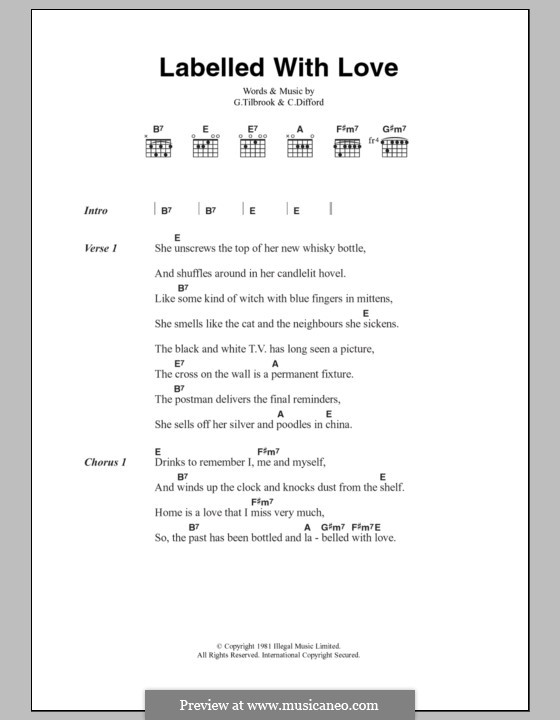 Labelled with Love (Squeeze): Lyrics and chords by Christopher Difford, Glenn Tilbrook