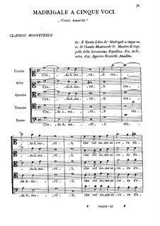 Book 5 (a cinque voci), SV 94–106: Cruda Amarilli by Claudio Monteverdi