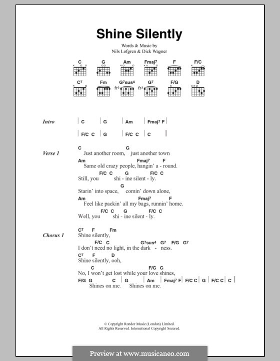 Shine Silently: Lyrics and chords by Dick Wagner, Nils Lofgren