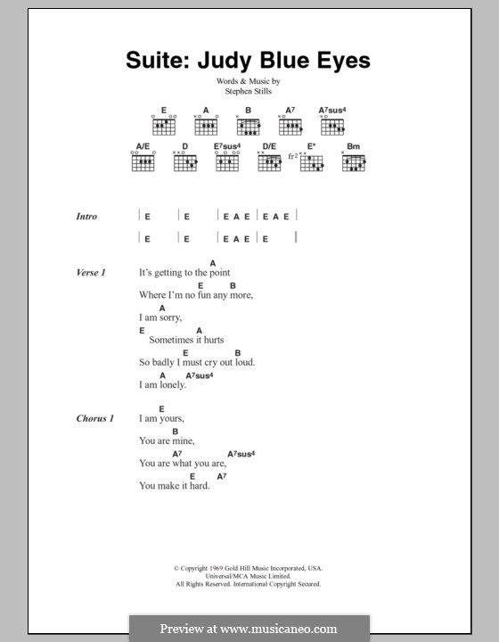 Suite: Judy Blue Eyes (Crosby, Stills & Nash): Lyrics and chords by Stephen Stills