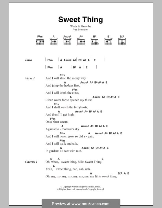 Sweet Thing: Lyrics and chords by Van Morrison