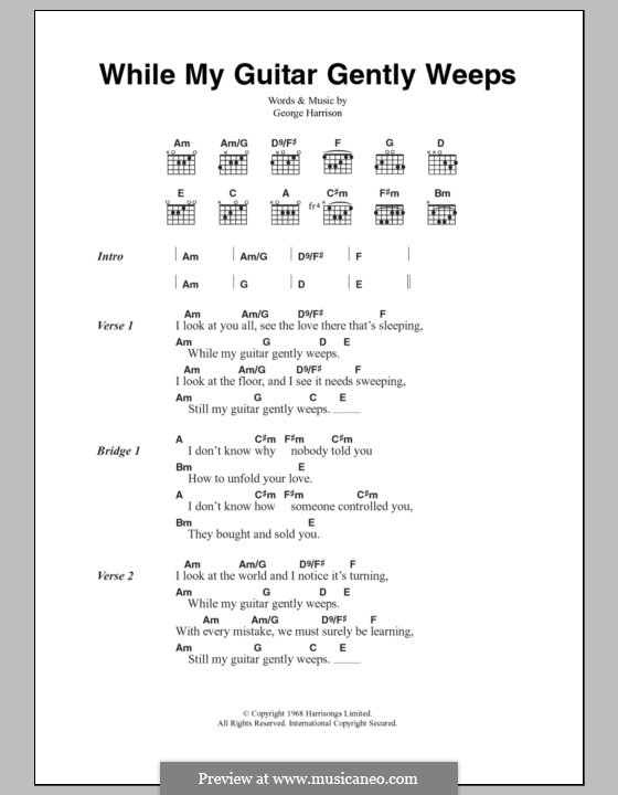 While My Guitar Gently Weeps (The Beatles): Lyrics and chords by George Harrison