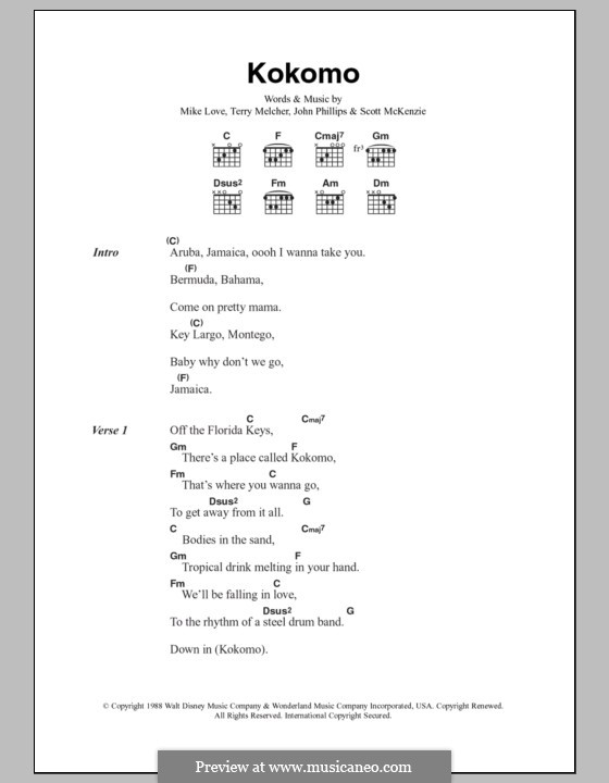 Kokomo (The Beach Boys) by J. Phillips, M. Love, S. McKenzie, T ...