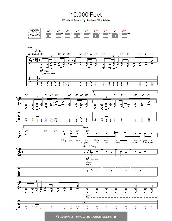 10,000 Feet (Wolfmother): For guitar with tab by Andrew Stockdale