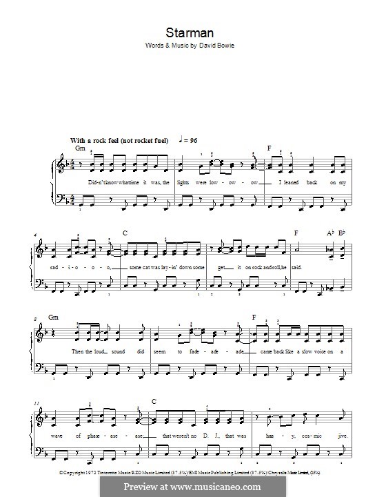 Starman By D Bowie Sheet Music On Musicaneo