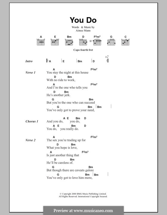 You Do: Lyrics and chords by Aimee Mann