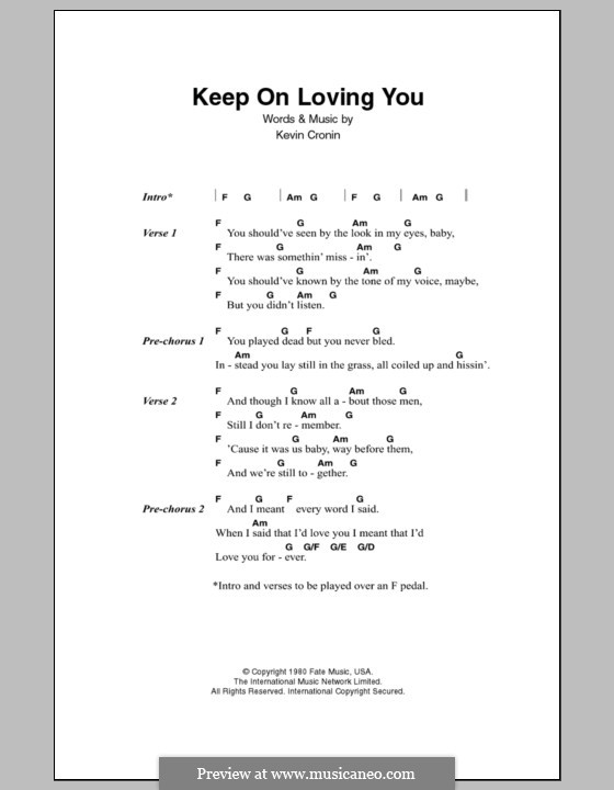 Keep on Loving You (REO Speedwagon): Lyrics and chords by Kevin Cronin