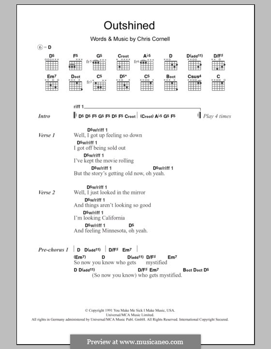 Outshined (Soundgarden): Lyrics and chords by Chris Cornell