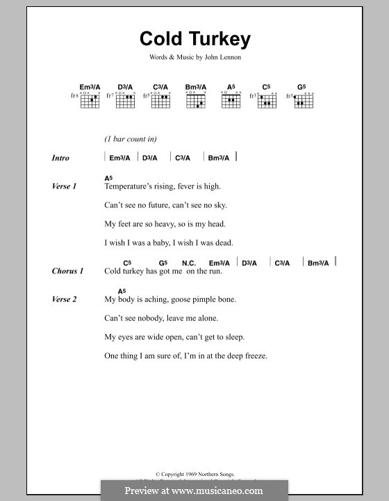 Cold Turkey: Lyrics and chords by John Lennon